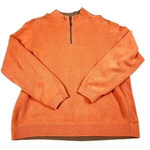 Tommy Bahama Sweater Mens Extra Large Orange Half Zip Pullover‎ Cotton Casual